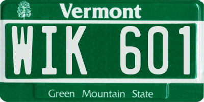 VT license plate WIK601