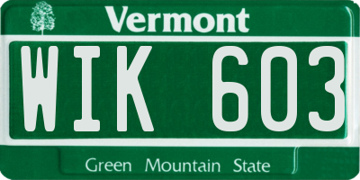 VT license plate WIK603