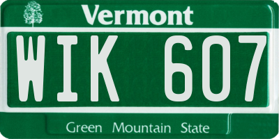 VT license plate WIK607