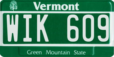 VT license plate WIK609