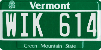 VT license plate WIK614