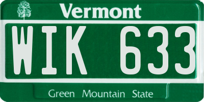 VT license plate WIK633