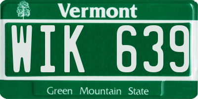 VT license plate WIK639