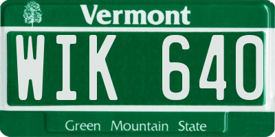 VT license plate WIK640