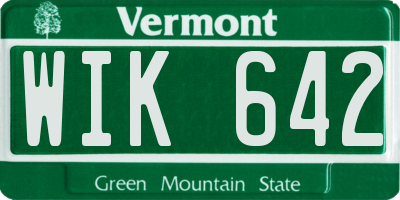 VT license plate WIK642