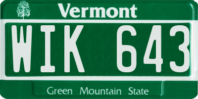 VT license plate WIK643