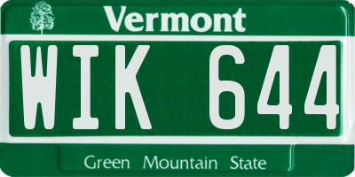 VT license plate WIK644