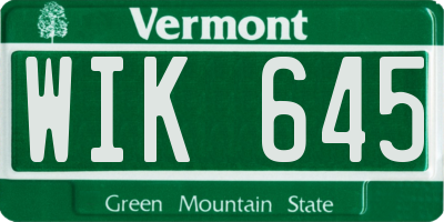 VT license plate WIK645
