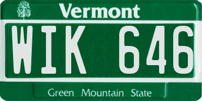 VT license plate WIK646
