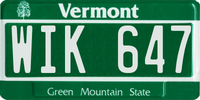VT license plate WIK647