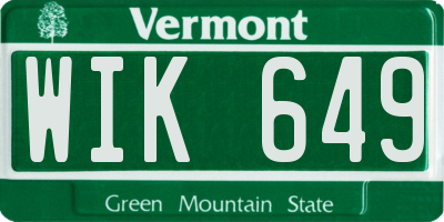 VT license plate WIK649