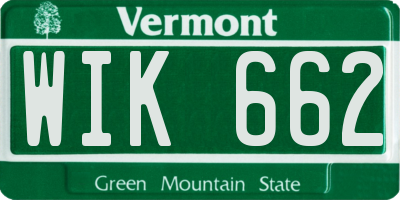 VT license plate WIK662