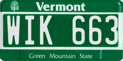 VT license plate WIK663