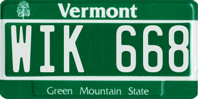 VT license plate WIK668