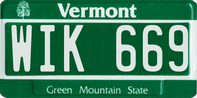 VT license plate WIK669