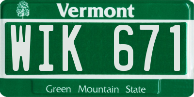 VT license plate WIK671