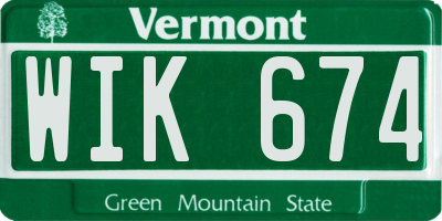 VT license plate WIK674