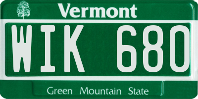VT license plate WIK680