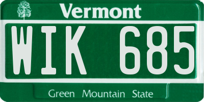 VT license plate WIK685