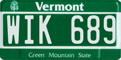 VT license plate WIK689