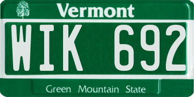VT license plate WIK692