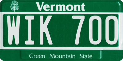 VT license plate WIK700