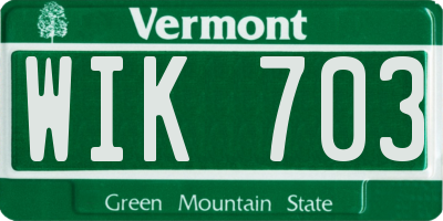 VT license plate WIK703
