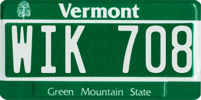 VT license plate WIK708