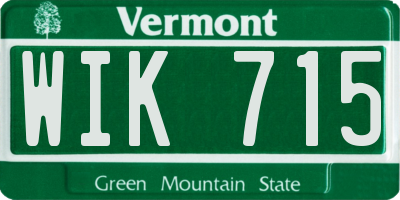 VT license plate WIK715