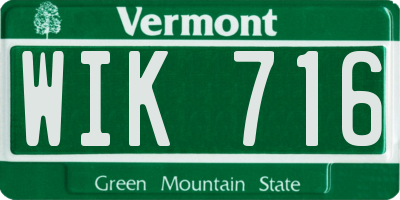 VT license plate WIK716