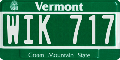 VT license plate WIK717