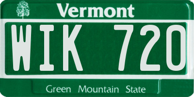 VT license plate WIK720