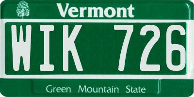 VT license plate WIK726