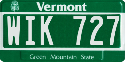 VT license plate WIK727