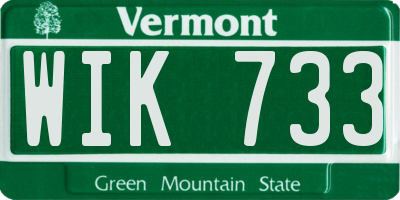VT license plate WIK733