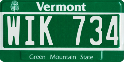 VT license plate WIK734
