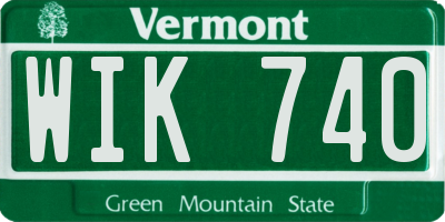 VT license plate WIK740