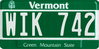 VT license plate WIK742