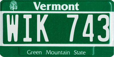 VT license plate WIK743