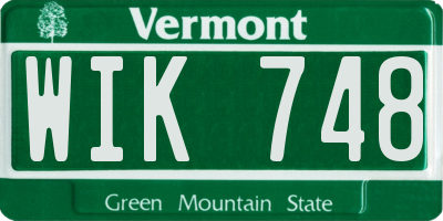VT license plate WIK748