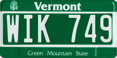 VT license plate WIK749
