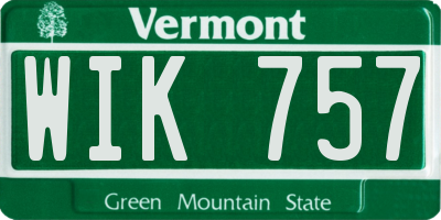 VT license plate WIK757