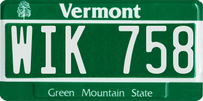 VT license plate WIK758