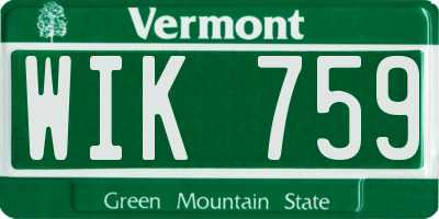 VT license plate WIK759