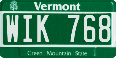 VT license plate WIK768