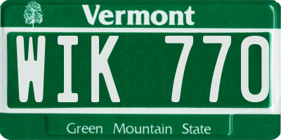 VT license plate WIK770