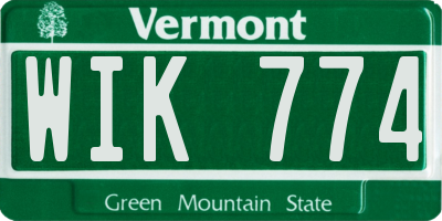 VT license plate WIK774