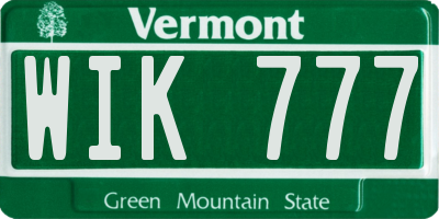 VT license plate WIK777