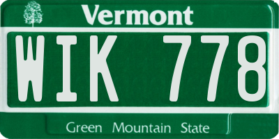 VT license plate WIK778