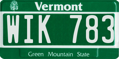 VT license plate WIK783